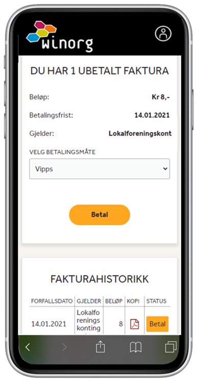 Min side - Betalingsvalg og fakturahistorikk