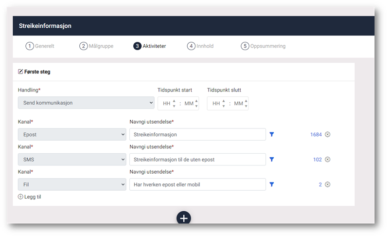 Segmentering av kanal og budskap i Winorg Dialog