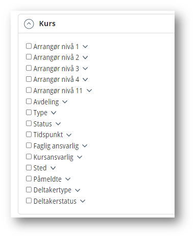 2023-04 Winorg - KursArrangement - Filtrering på arrangements- og deltakerinformasjon