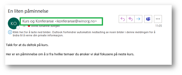 2023-04 Winorg - Velge avsenderadresse på e-post